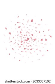 Pastel Apple Petal Vector White Background. Color Soft Sakura Petal Design. Lotus Petal Wedding Texture. March Rose Petal Template.