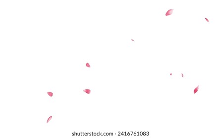 Pastel Apple Petal Vector White Background. Color Wallpaper Lotus Petal Texture. Sakura Petal Free Card. March Flower Petal Banner.