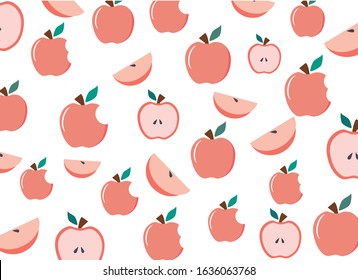 Pastel apple, red color on white background. Concept of fruit wallpaper.