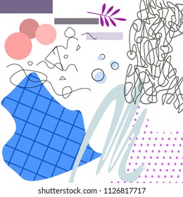 Pastel art background of geometric elements cartoon style vector illustration