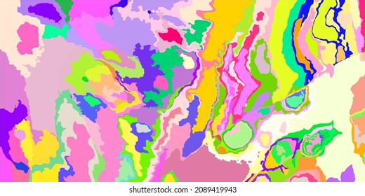 Pastel Art Soft Psychedelic Unique Detailed Vector. Green Pink Rainbow Red Textile Background. Modern Yellow Color Acid Blue Design. Light Multicolor Details Fashion Original Grunge Illustration.