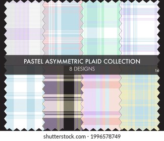 Pastel Asymmetric Plaid seamless pattern collection includes 8 designs for fashion textiles and graphics