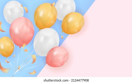 Pastel background with balloons. Vector illustration for design.