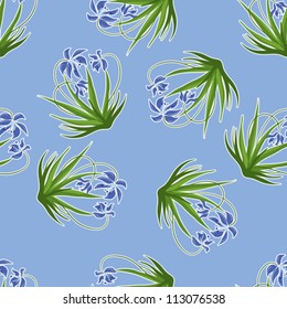 Pastel background with blue snowdrops. Vector illustration.