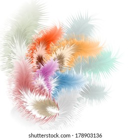 Pastel background with feather, vector illustration