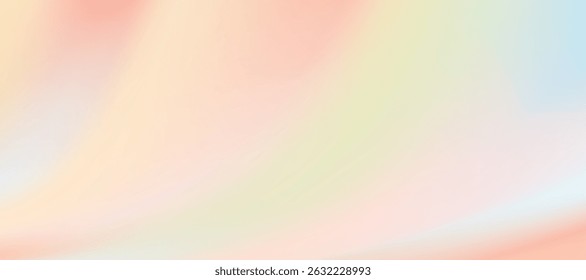 Gradiente de fluido de fundo pastel abstrato com padrão de onda borrada,Luz suave fuzz arco-íris tom de terra verde,rosa,amarelo,laranja,azul.Banner vetor para designs modernos, sites estéticos,digital 