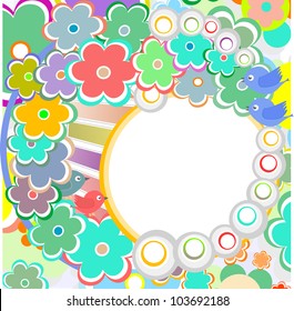 Pastel background with scrapbook elements in vintage style