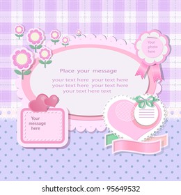 Pastel background with scrapbook elements in vintage stile.