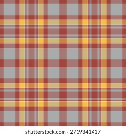 Vector de fondo pastel sin costuras, tela a cuadros a cuadros. Textil de patrón de textura de tartán nobleza en paleta de colores rojo y ámbar.