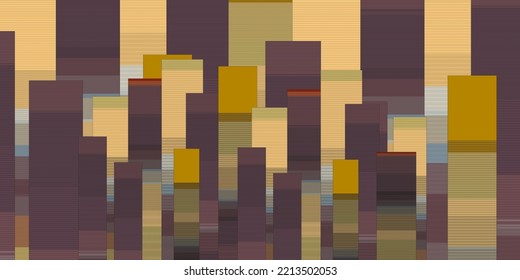 Pastellfarbener Hintergrund, Vektorgrafik. Urbane Panoramaarchitektur in der Skyline der Stadt. Art Silhouette Stadtlandschaft. New Yorker Geschäftskratzer. Verwenden Sie wie Poster, Broschüre, Magazin, Karte, Buch, Flyer, Banner, Wallpaper.