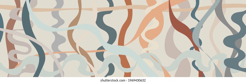 El fondo es pastel, con olas y líneas en un diseño africano moderno. Plantilla para una cubierta o salpicadura con hermosos patrones en texturas suaves.