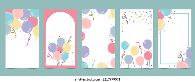 pastel balloon on white background for party social media