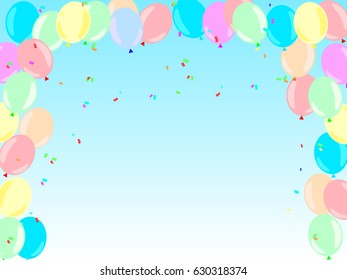 Pastel balloons on blue background,Vector,Illustration.