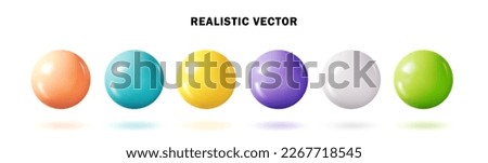 Pastel balls colorful realistic collection. Glossy 3d spheres ball set isolated with shadow. [[stock_photo]] © 