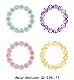 Pastel bead wreath. Color circle ring. Ornament frame icon. Vector round shape.