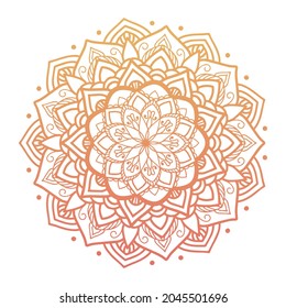 pastel beautiful Round gradient mandala on white isolated background. Vector boho mandala in green and pink colors. Mandala with floral patterns. Yoga template