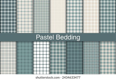 Pastel bedding plaid collection, textile design, checkered fabric pattern for shirt, dress, suit, wrapping paper print, invitation and gift card.