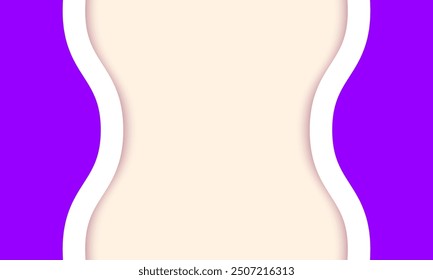 pastel beige background, paper color. Abstract Wavy Line on Purple color, line art. banner template advertisement. Minimalist Beige and White Design. Geometric Abstract,Elegant Wavy Line Illustration
