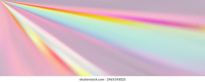 Pastel bg with rays from the corner, created by refracting light through a prism or piece of glass, neon shades and a gradient mesh. Vector overlay layer
