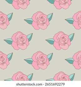 Pastel Birds and Flowers Vector Seamless Pattern n a whimsical vintage style