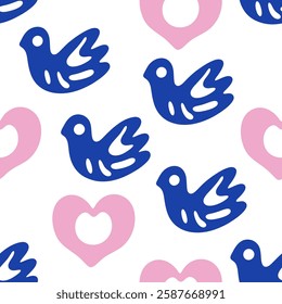 Pastel Birds Seamless Pattern Design