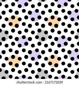 Pastel and black dots seamless pattern