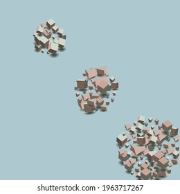 Pastel Block Vector Blue Background. Style Polygon Image. Pink and Gray Box Structure Brochure. Business Cube Pattern.
