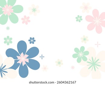 pastel blooming flower pattern on white background
