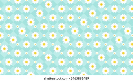 pastel blue and blue background with daisies, vector daisy flower background