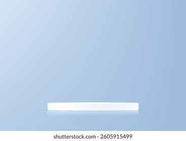 Pastel blue background vector 3d with white podium. 3D abstract studio room with pedestal podium. Space for selling products on the website. Vector illustration.