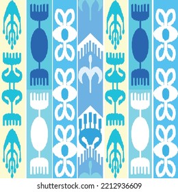 Pastel blue color ikat pattern - creative ikat for fabrics and other design ideas. The fashion industry and home interior.  