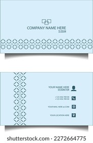 A pastel blue colored business card with some subtle eye soothing pattern. 