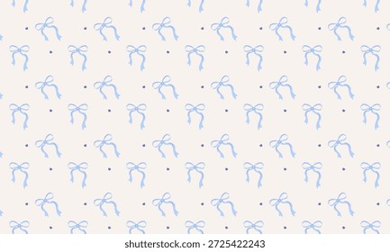 Padrão de coquete azul pastel com fitas delicadas para papel de parede estético