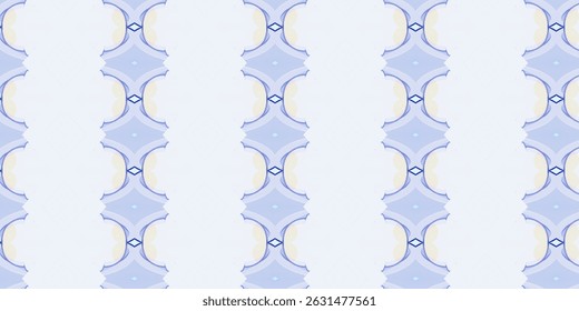 Pastel Blue and Cream Seamless Pattern with Abstract Motifs
