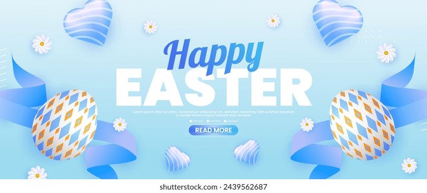 Pastel blue Easter banner design with copy space