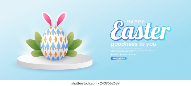 Pastel blue Easter banner design with copy space