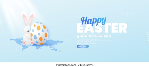 Pastel blue Easter banner design with copy space