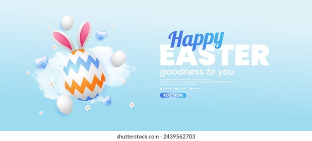 Pastel blue Easter banner design with copy space