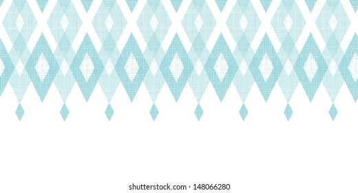 Pastel blue fabric ikat diamond horizontal seamless pattern background