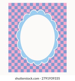 Pastel Blue Gingham Bow Frame