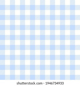Pastel blue gingham pattern vector. Spring summer textured seamless light vichy background graphic for picnic blanket, oilcloth, napkin, handkerchief, other modern fashion fabric or paper print.