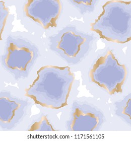 Pastel blue and gold natural abstract shapes seamless pattern for background, wrapping paper, fabric, surface design. Stock vector trendy surface design.
