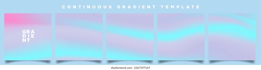 Pastel Blue Gradient Carousel Ad Template. Continuous Square Card Vector Template. Five gradient backdrops. Perfect for designs, feeds, social media, web, banners. EPS 10.