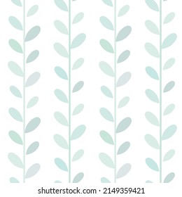 Patrón vectorial de hoja azul y verde pastel, impresión botánica sin fisuras, fondo de garland, mosaico repetitivo interminable.