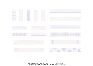 Pastel blue label tapes collection. Planner, organizer, reminder concepts. Flat minimal decorative vector design isolated illustration.