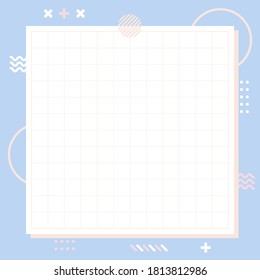 Pastel blue Memphis style in square Scale. Abstract creative background. Template for advertising with copy space for text. Modern graphic design illustration.
