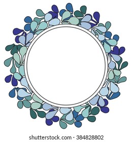 Pastel blue and mint green laurel vector wreath frame