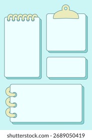 Modelo de Bloco de Notas Azul Pastel para Planejador Digital ou Scrapbook 