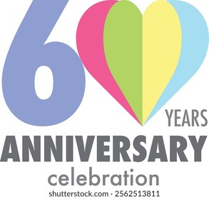 The pastel blue number 30 with  many color heart and the word years anniversary celebration are at the bottom.