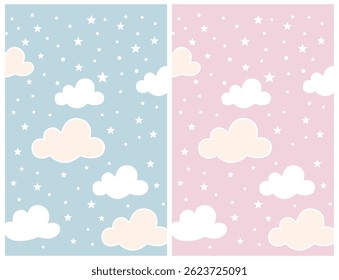 Fundo azul pastel e cor-de-rosa e estrela